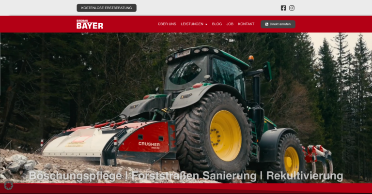 Website Erdbau Bayer – Böschungspflege, Forststraßen-Sanierung, Rekultivierung