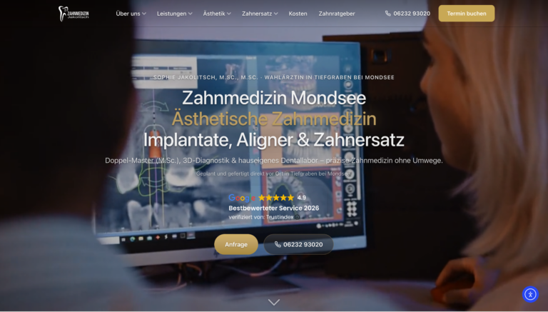 Website Zahnmedizin Jakolitsch – Zahnarztpraxis in Tiefgraben bei Mondsee
